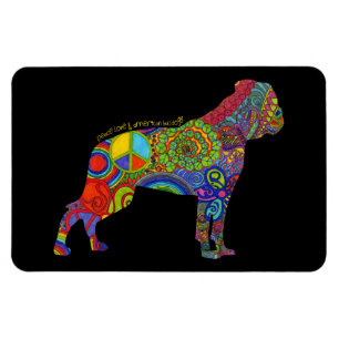 "Peace Love & American Bulldogs" Pop Art Magnet