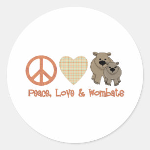 Peace, Love & Wombats Classic Round Sticker