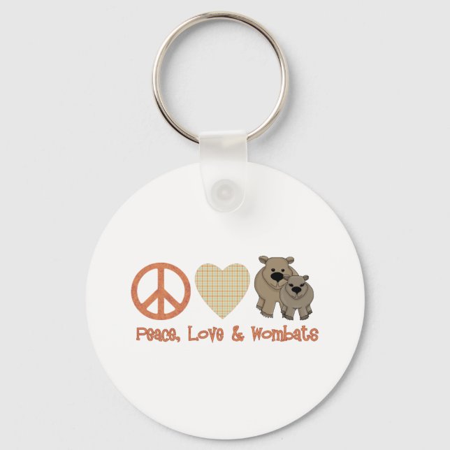 Peace, Love &amp; Wombats Key Ring (Front)