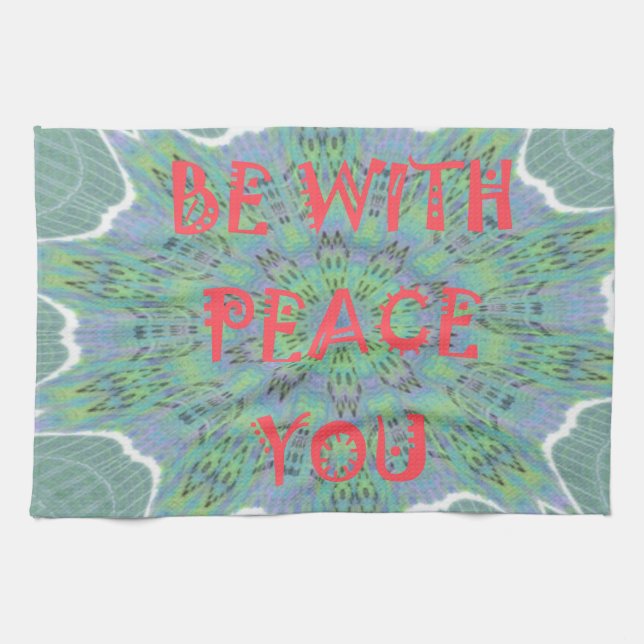 Peace, Love, and African Print Tea Towel (Horizontal)