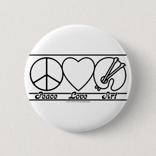 Peace Love and Art 6 Cm Round Badge