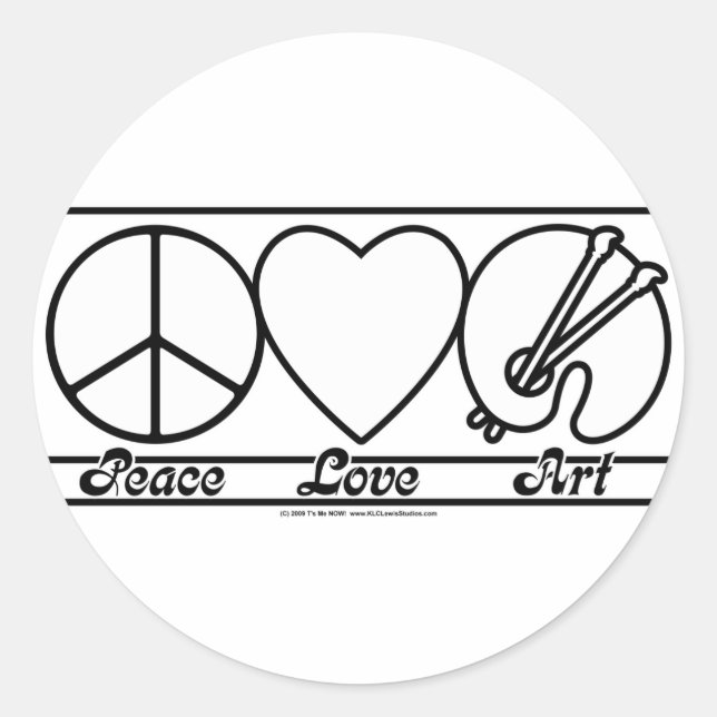 Peace Love and Art Classic Round Sticker (Front)