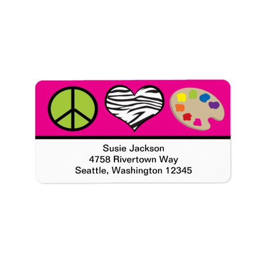 Peace Love and Art Label Address Label