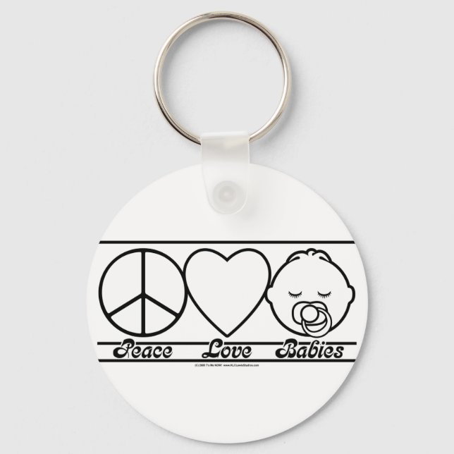 Peace Love and Babies Key Ring (Front)