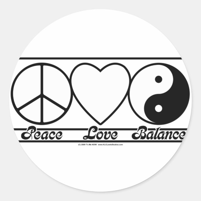 Peace Love and Balance Classic Round Sticker (Front)