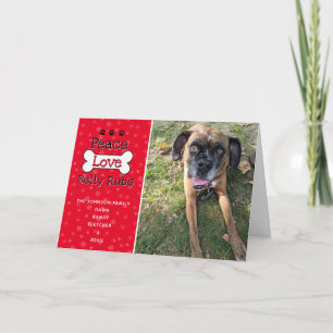 Peace Love and Belly Rub - Dog Christmas Card
