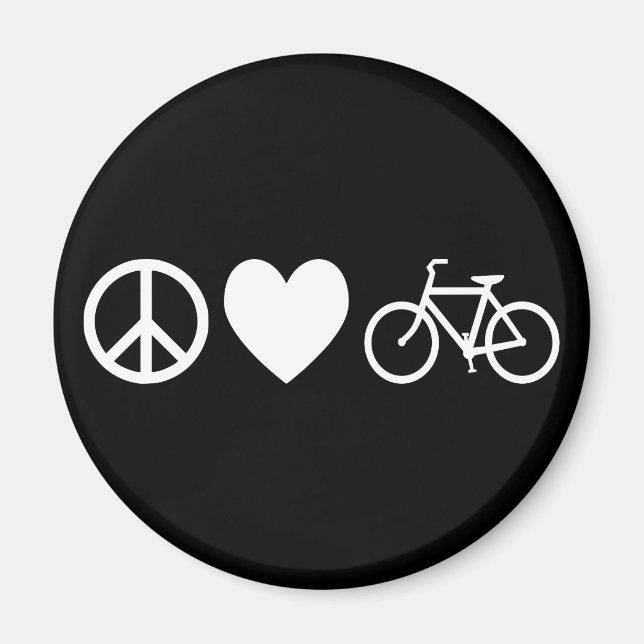 Peace Love and Bicycles Magnet (Front)