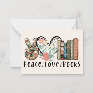 Peace, Love, and Books Card
