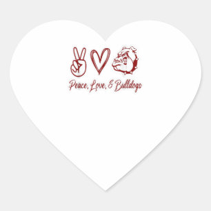 Peace, Love, And Bulldogs Heart Sticker