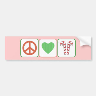 Peace, Love and Candy Canes Bumper Sticker