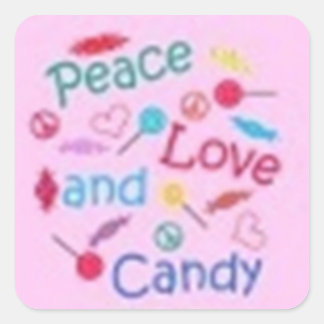Peace, Love, and Candy Square Sticker