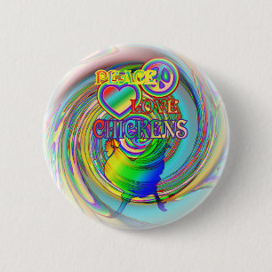Peace, Love, and Chickens 6 Cm Round Badge