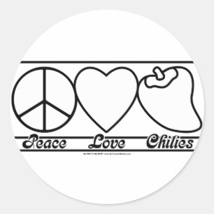 Peace Love and Chilies Classic Round Sticker