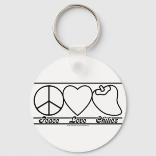 Peace Love and Chilies Key Ring