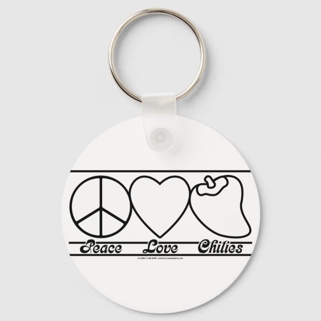 Peace Love and Chilies Key Ring (Front)