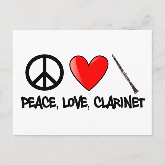 Peace, Love, and Clarinet Postcard (Front)