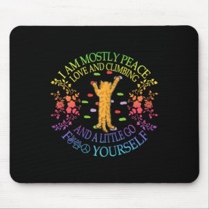 Peace Love And Climbing Funny Bouldering Cat Lover Mouse Pad