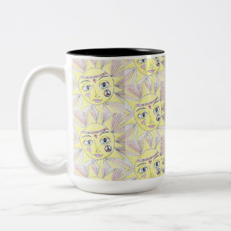 Peace, Love and Coffee Two-Tone Coffee Mug