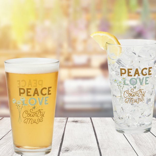 Peace Love and Country Music Glass (Check out the entire Peace Love & Country Music Collection)