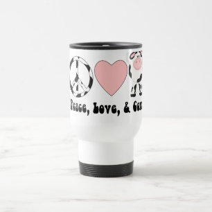 Peace Love and Cows Tees and Gifts Travel Mug