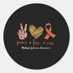 Peace Love And Cure Multiple Sclerosis Awareness M Classic Round Sticker