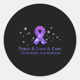 Peace Love And Cure Opioid Overdose Awareness Classic Round Sticker