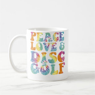 Peace Love And Disc Golf Printed Tie Dye Coffee Mug