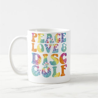 Peace Love And Disc Golf Printed Tie Dye Coffee Mug