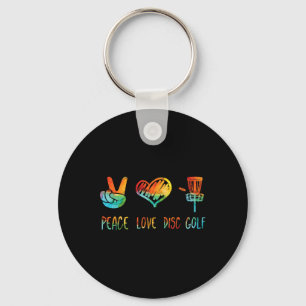 Peace Love And Disc Golf Tie Dye Key Ring
