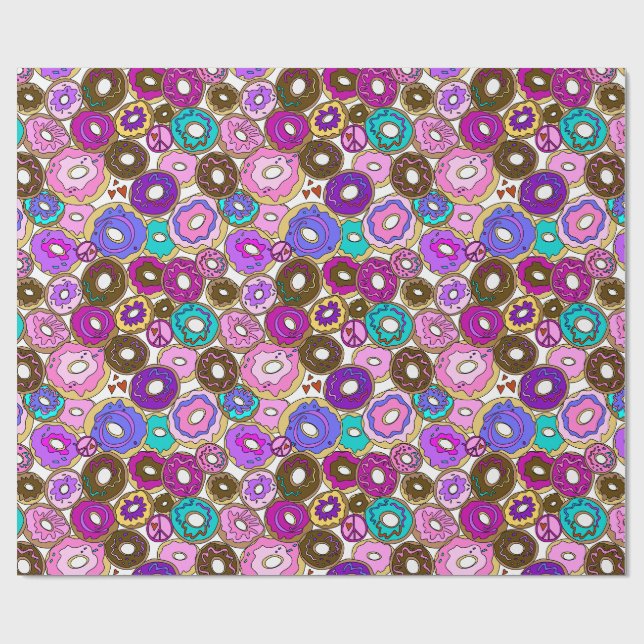 Peace Love and Doughnuts Wrapping Paper (Flat)
