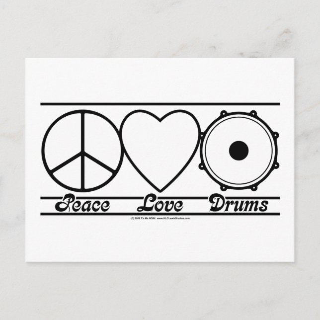 Peace Love and Drums Postcard (Front)