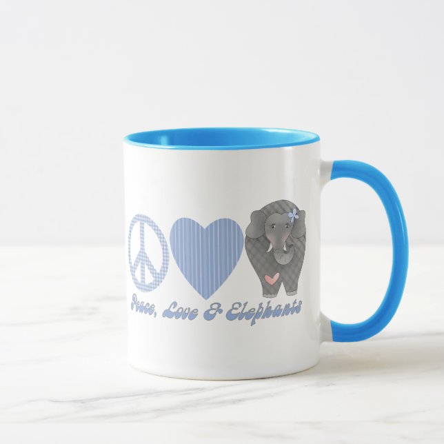 Peace Love and Elephants Mug (Right)