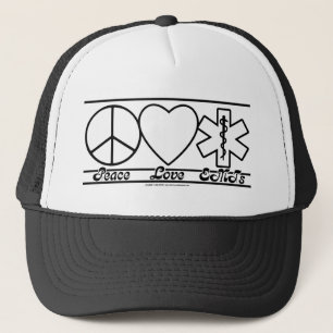 Peace Love and EMTs Trucker Hat