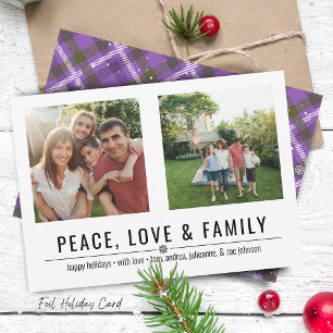 Peace Love and Family 2 Photos Holiday Card