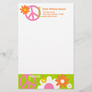 Peace, Love and Flowers Stationery