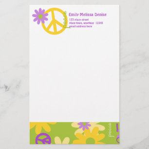 Peace, Love and Flowers Stationery