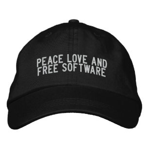 Peace Love and Free Software Embroidered Hat