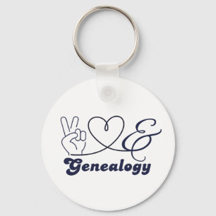Peace Love and Genealogy Key Ring