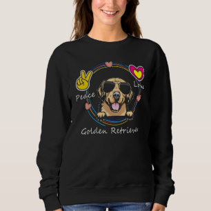 Peace Love and Golden Retriever Cute Dog for Moth Sweatshirt