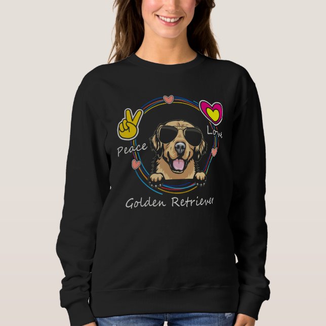 Peace Love and Golden Retriever Cute Dog  for Moth Sweatshirt (Front)