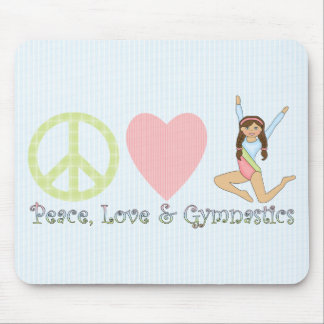 Peace, Love and Gymnastics Brunette Mouse Pad