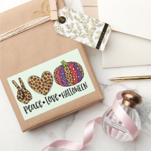 Peace, Love, and Halloween Rectangular Sticker