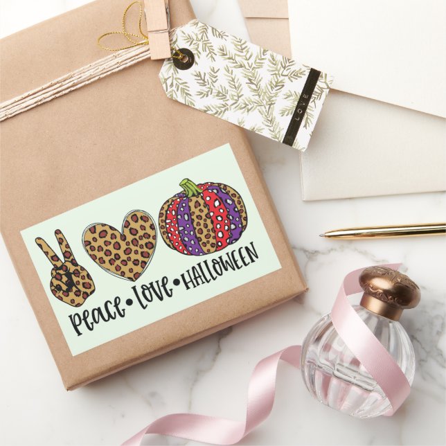 Peace, Love, and Halloween Rectangular Sticker (Gifting)