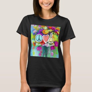 Peace Love And Handbells, Flowers Design T-Shirt