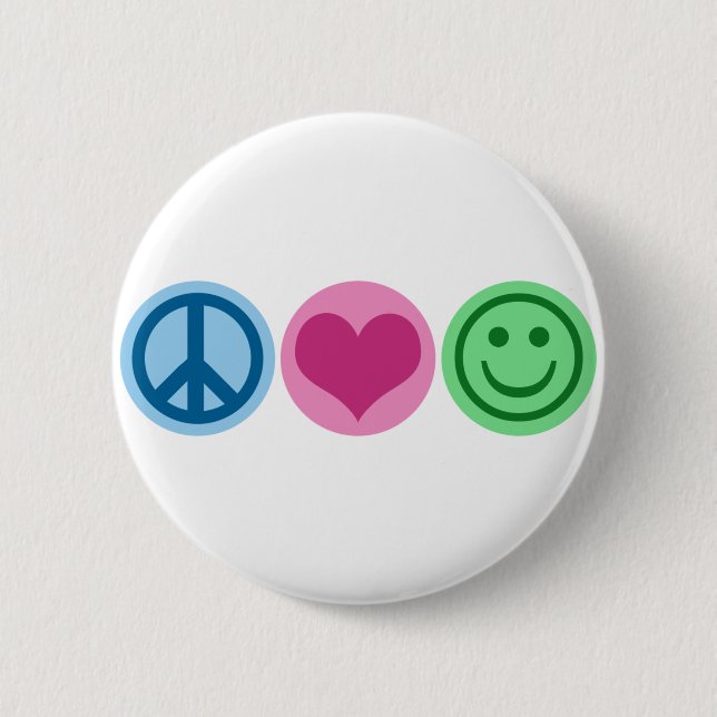 Peace Love and Happiness 6 Cm Round Badge (Front)