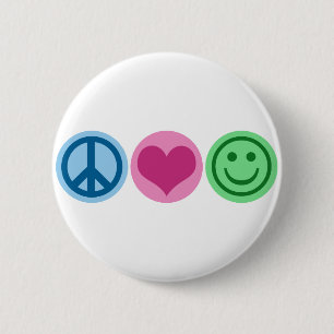 Peace Love and Happiness 6 Cm Round Badge