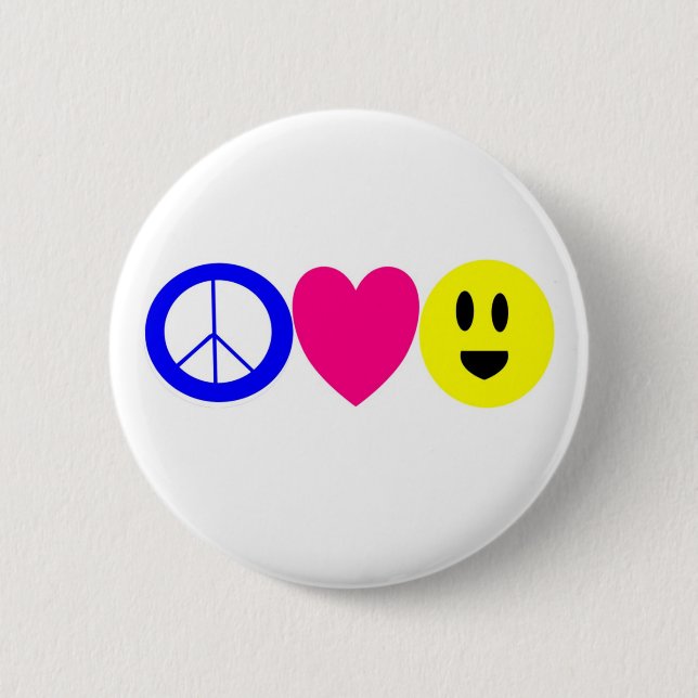 Peace, Love, and Happiness 6 Cm Round Badge (Front)