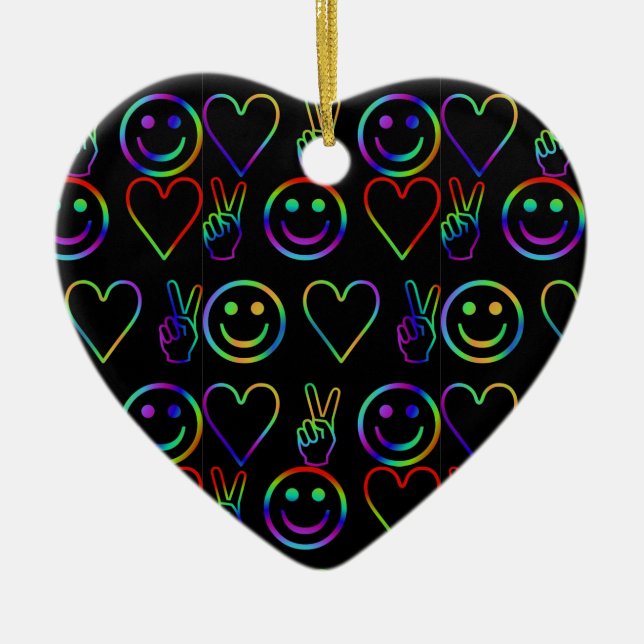 PEACE , LOVE  AND HAPPINESS CERAMIC TREE DECORATION (Front)