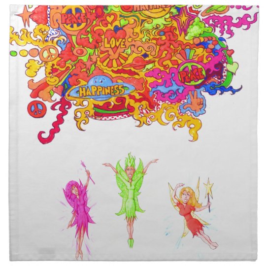 Peace, Love and Happiness Fairies. Napkin