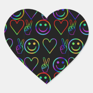 PEACE , LOVE  AND HAPPINESS HEART STICKER